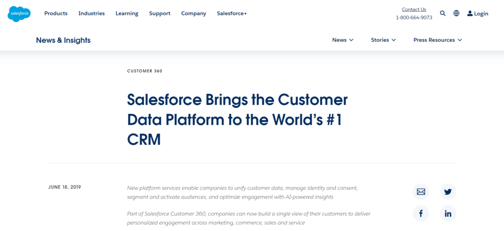 Salesforce ra mắt CDP vào tháng 6/2019 | CDP vs CRM