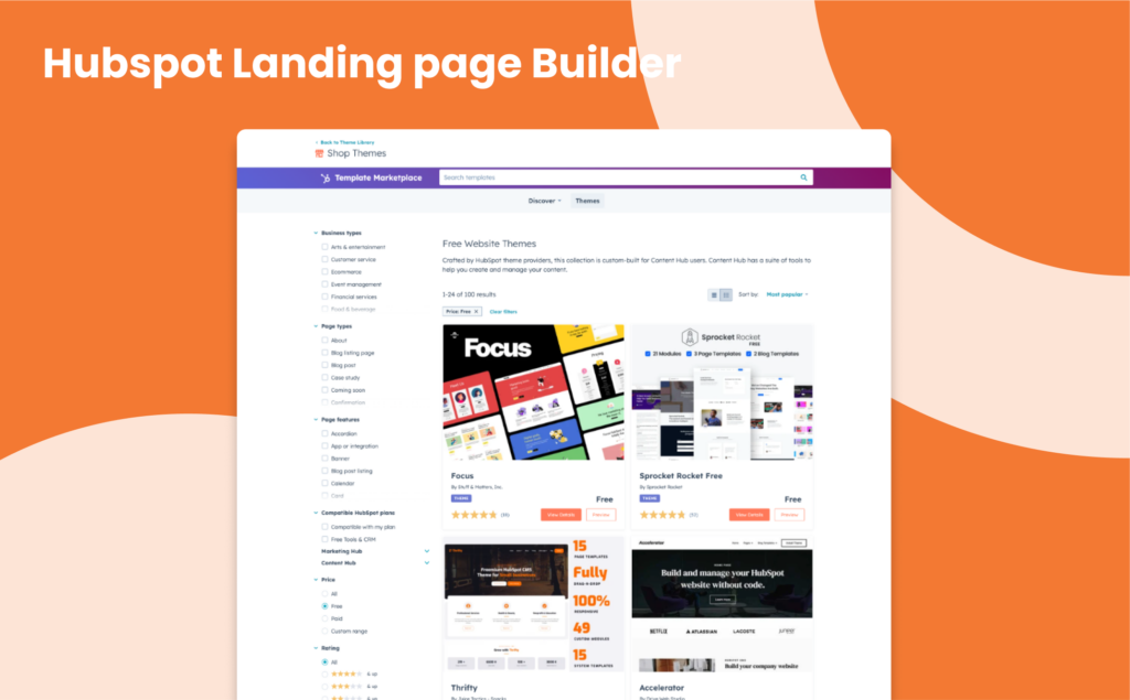 tạo landing page miễn phí - Hubspot Landing page Builder