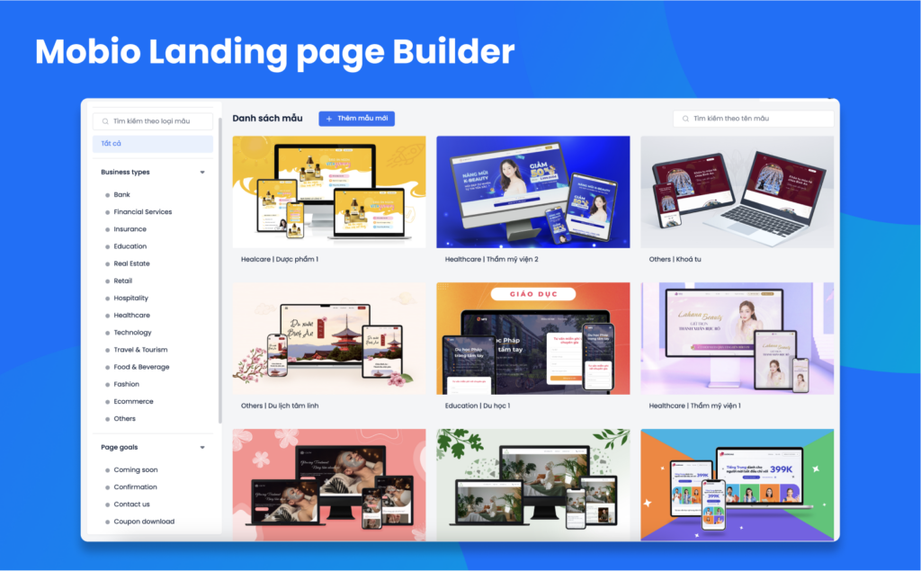 tạo landing page miễn phí - Mobio Landing page Builder