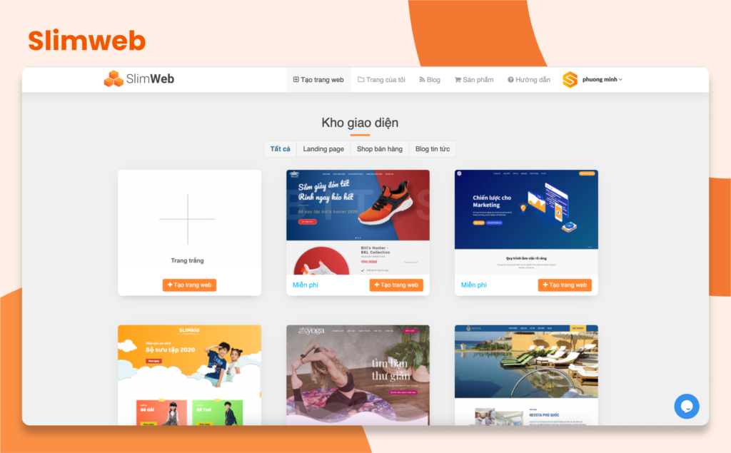 tạo landing page miễn phí - Slimweb